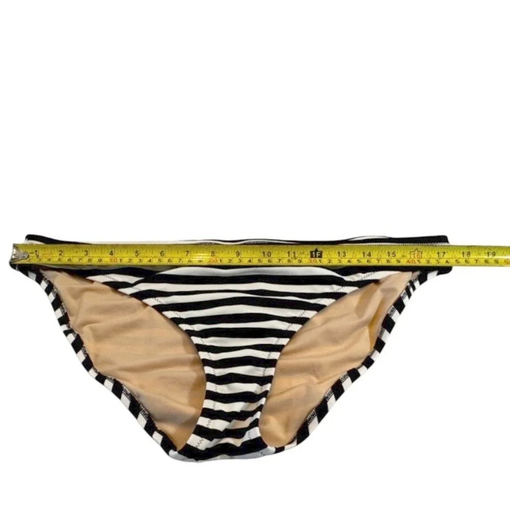 J.Crew‎ Black White Striped Bikini Bottom Swim H5411 Large NWT